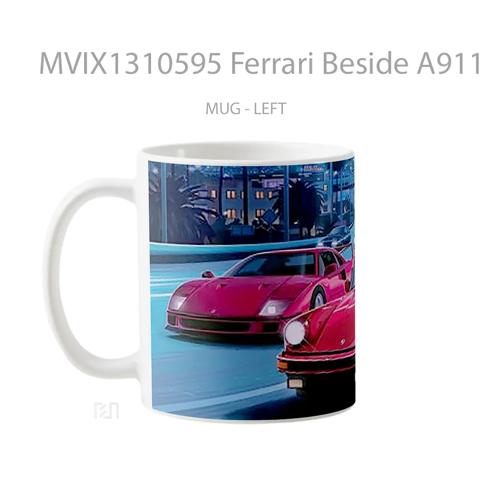 Mug Ferrari Beside A911 80 S Vibes Le Porsche Cangkir Mobil - All-side / Desain