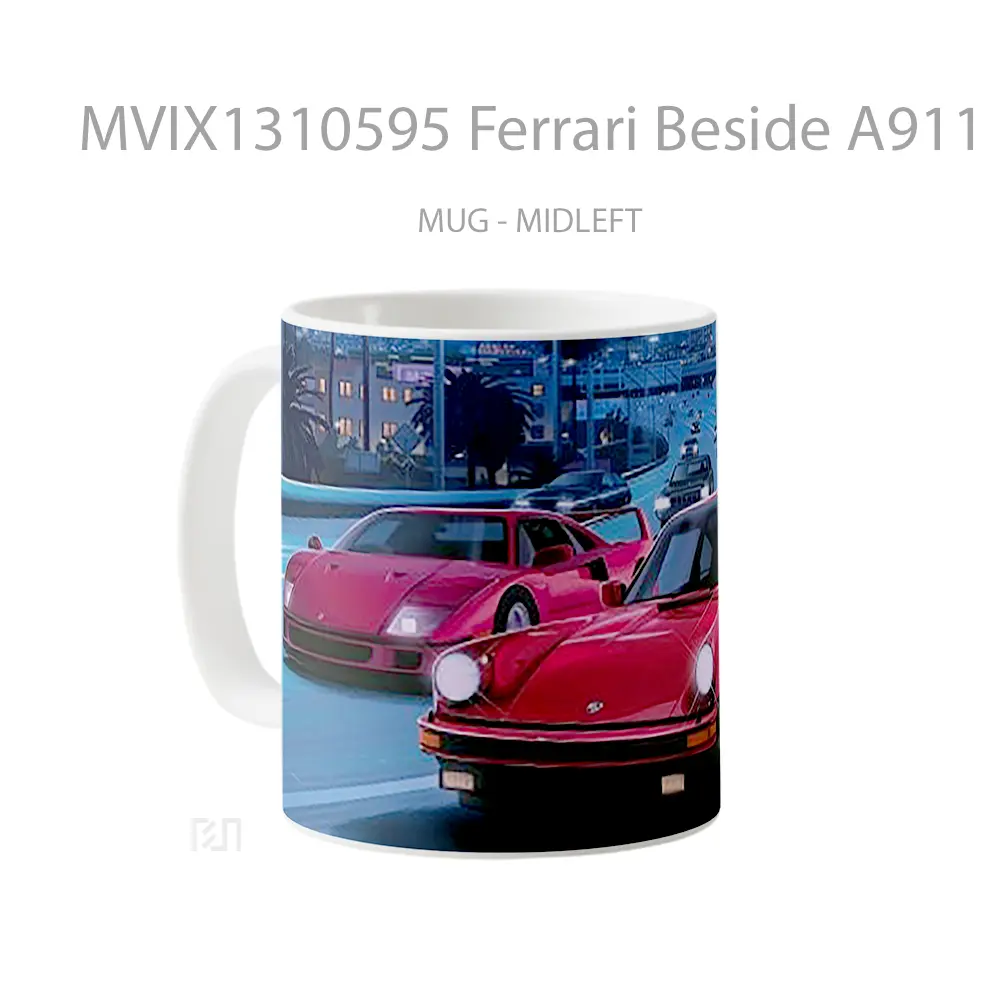 Mug Ferrari Beside A911 80 S Vibes Le Porsche Cangkir Mobil - All-side / Desain