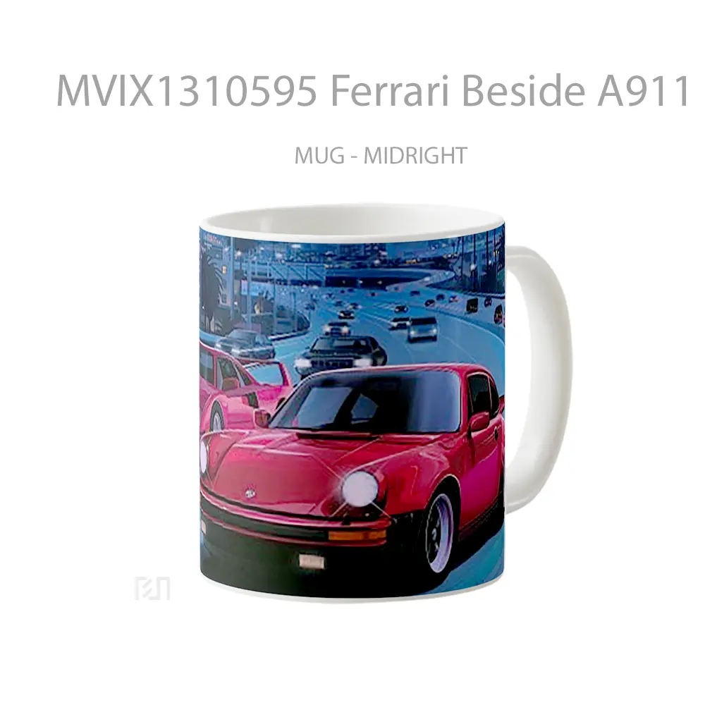 Mug Ferrari Beside A911 80 S Vibes Le Porsche Cangkir Mobil - All-side / Desain