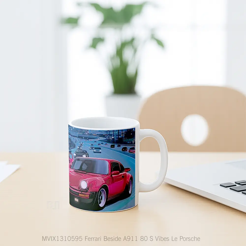 Mug Ferrari Beside A911 80 S Vibes Le Porsche Cangkir Mobil - All-side / Desain