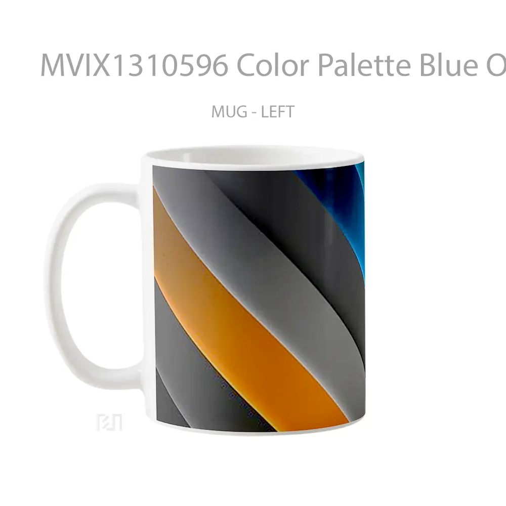 Mug Color Palette Blue Orange And Gray Gelas Keramik Unik - All-side / Desain