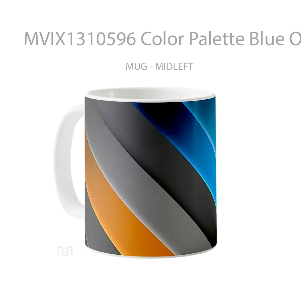 Mug Color Palette Blue Orange And Gray Gelas Keramik Unik - All-side / Desain