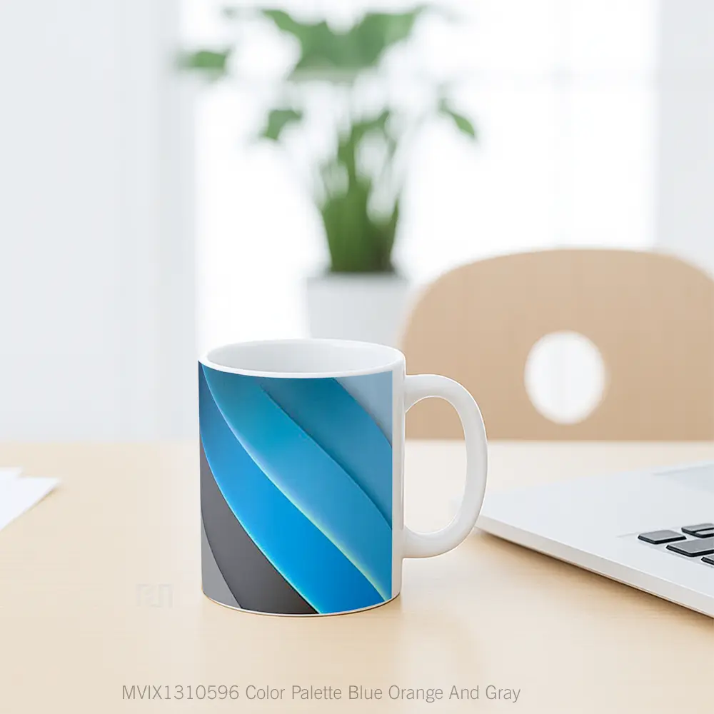 Mug Color Palette Blue Orange And Gray Gelas Keramik Unik - All-side / Desain