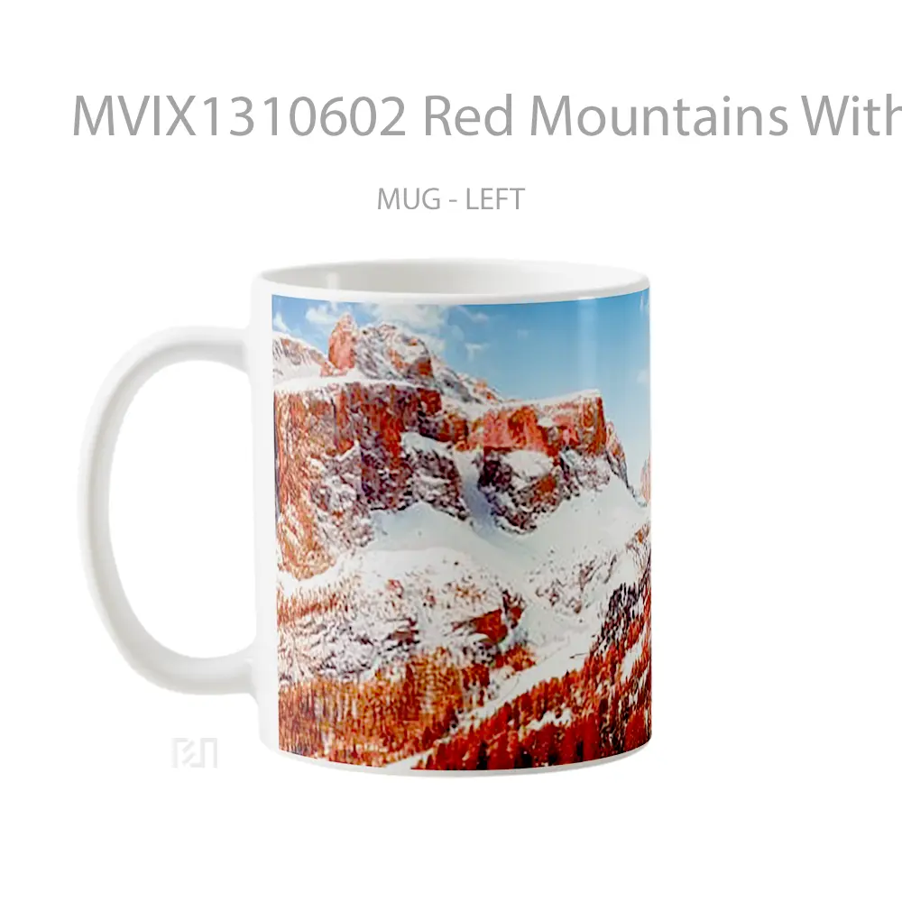 Mug Red Mountains With Snow Gelas Pemandangan Alam - All-side / Desain