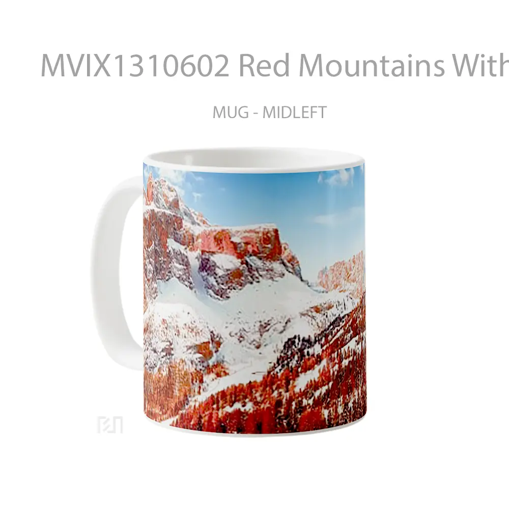 Mug Red Mountains With Snow Gelas Pemandangan Alam - All-side / Desain