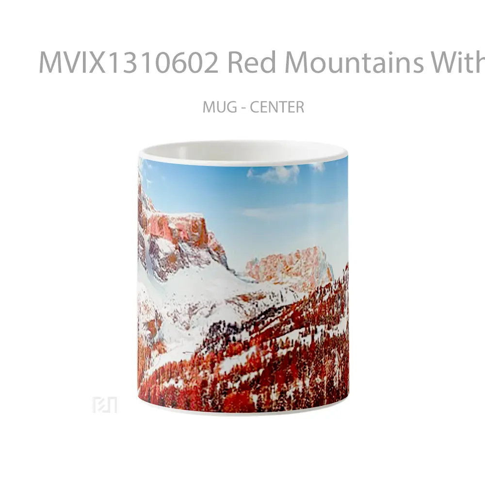 Mug Keramik Premium SNI - Mug Red Mountains With Snow Gelas Pemandangan Alam