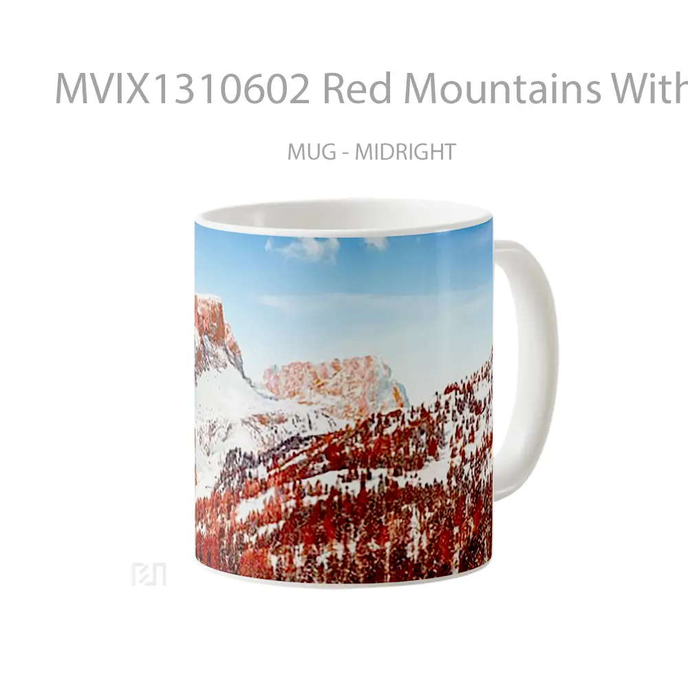 Mug Red Mountains With Snow Gelas Pemandangan Alam - All-side / Desain