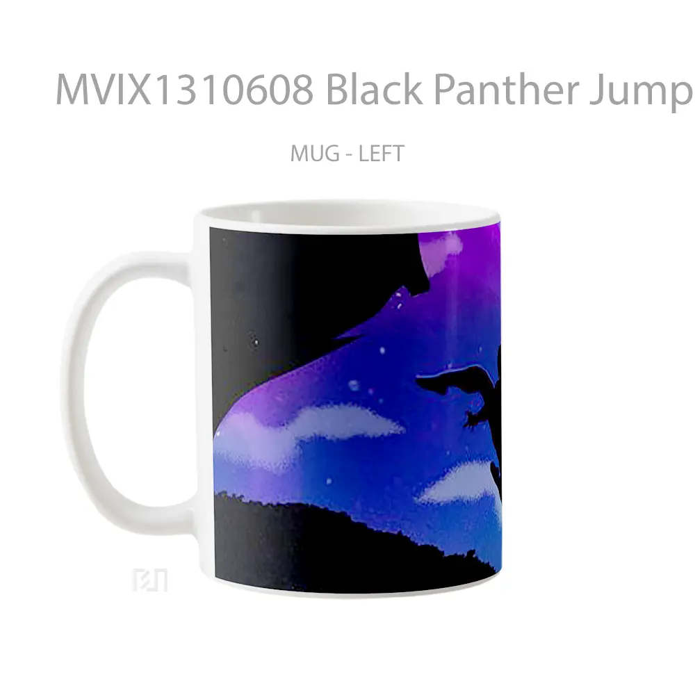 Mug Black Panther Jumping Gelas Superhero - All-side / Desain