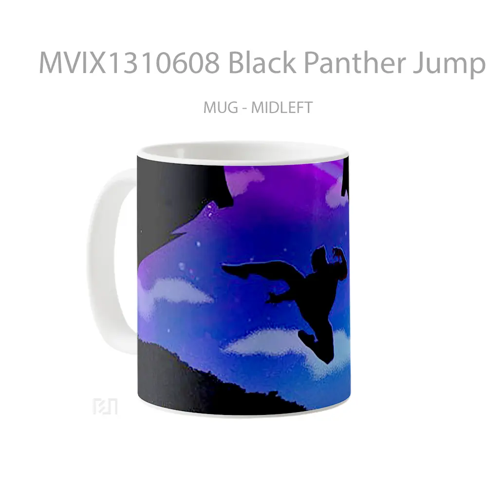 Mug Black Panther Jumping Gelas Superhero - All-side / Desain