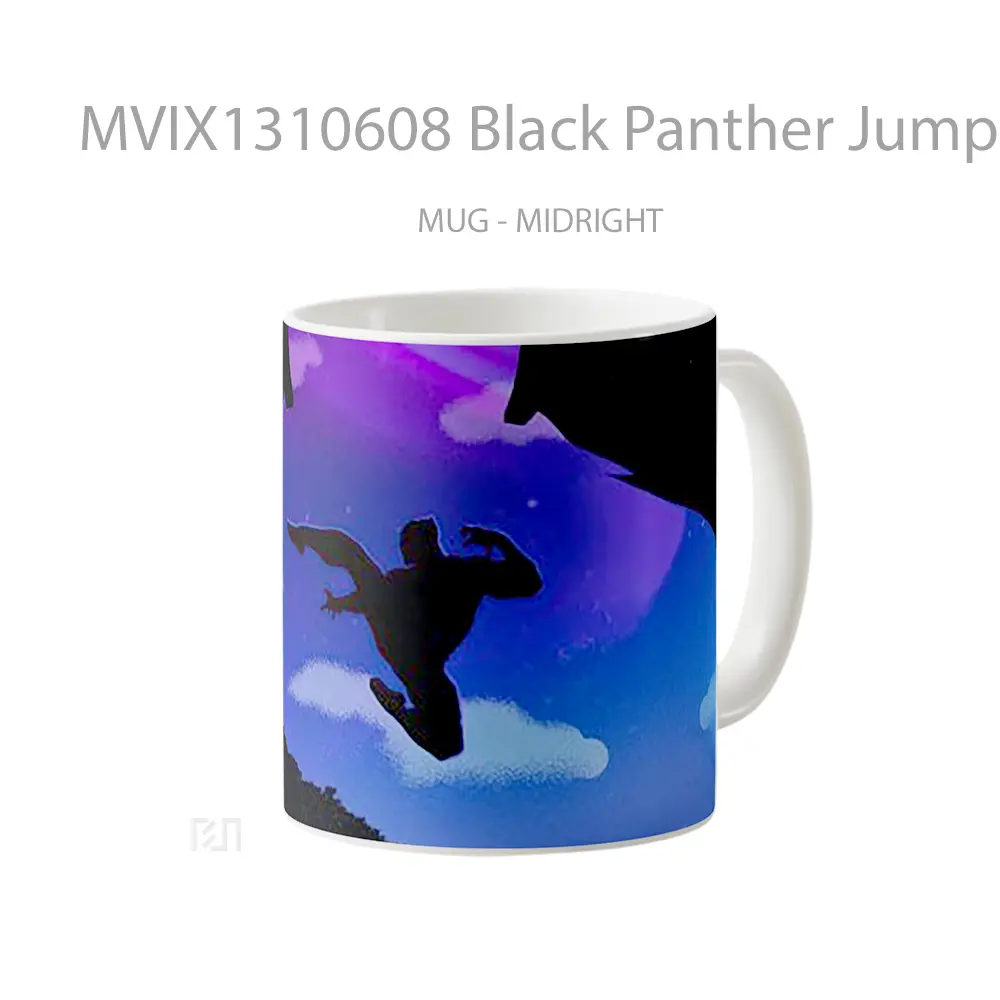 Mug Black Panther Jumping Gelas Superhero - All-side / Desain
