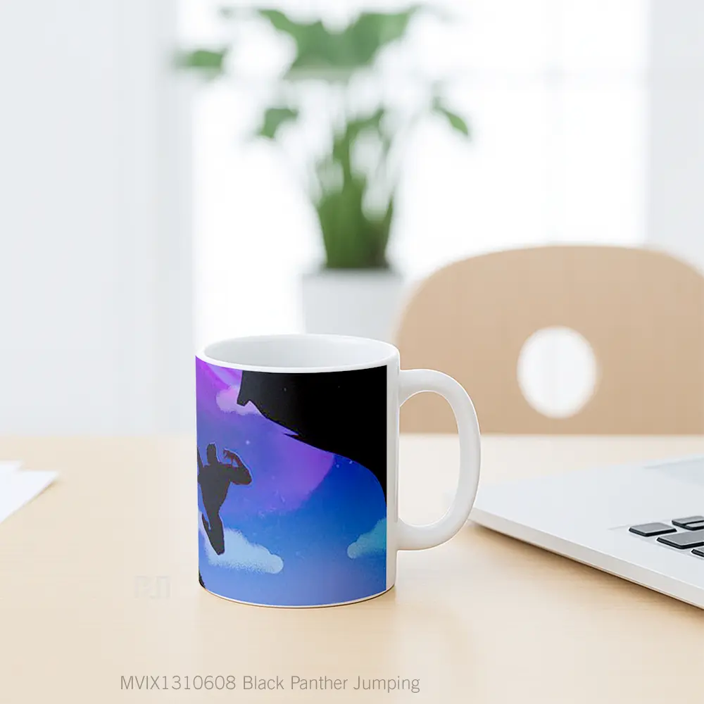 Mug Black Panther Jumping Gelas Superhero - All-side / Desain