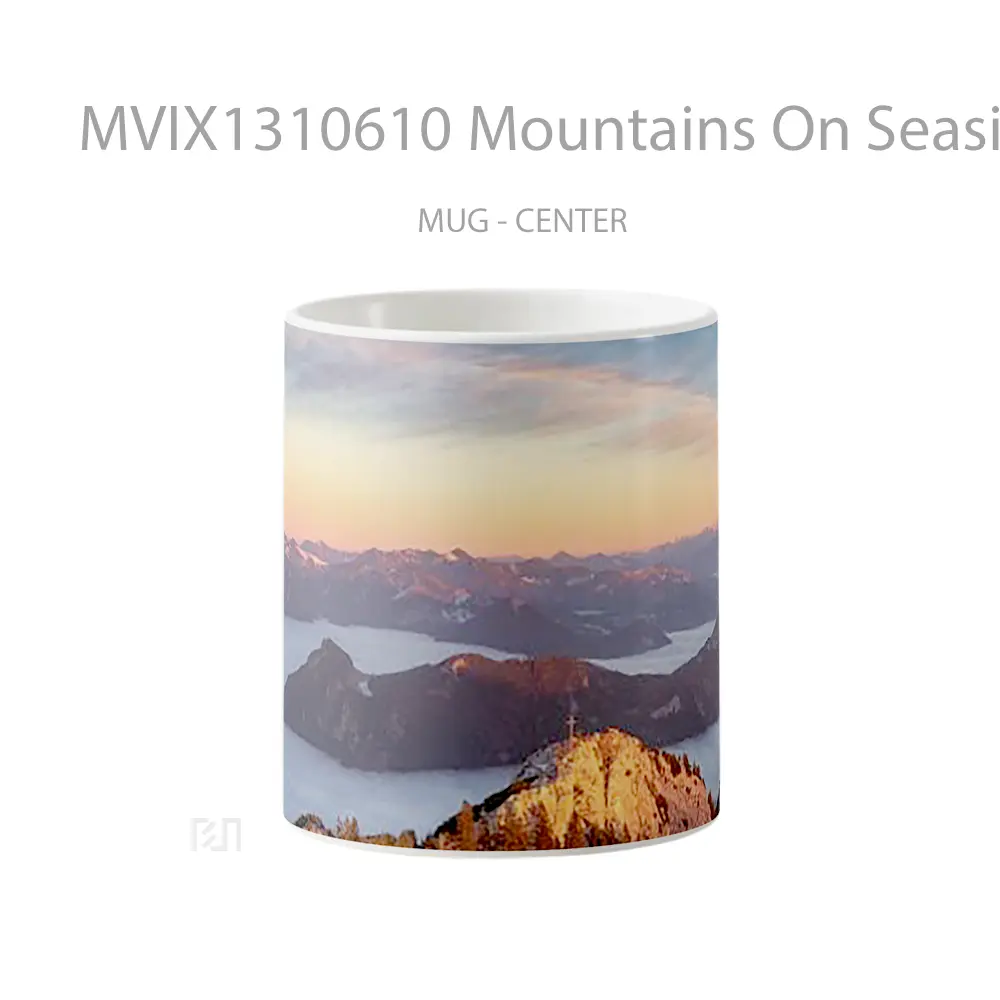 Mug Mountains On Seaside At Sunset Gelas Pemandangan Alam