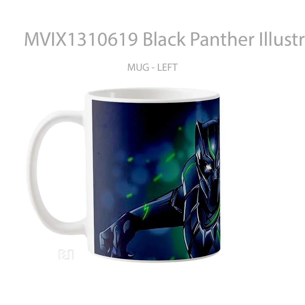 Mug Black Panther Illustration Gelas Superhero - All-side / Desain