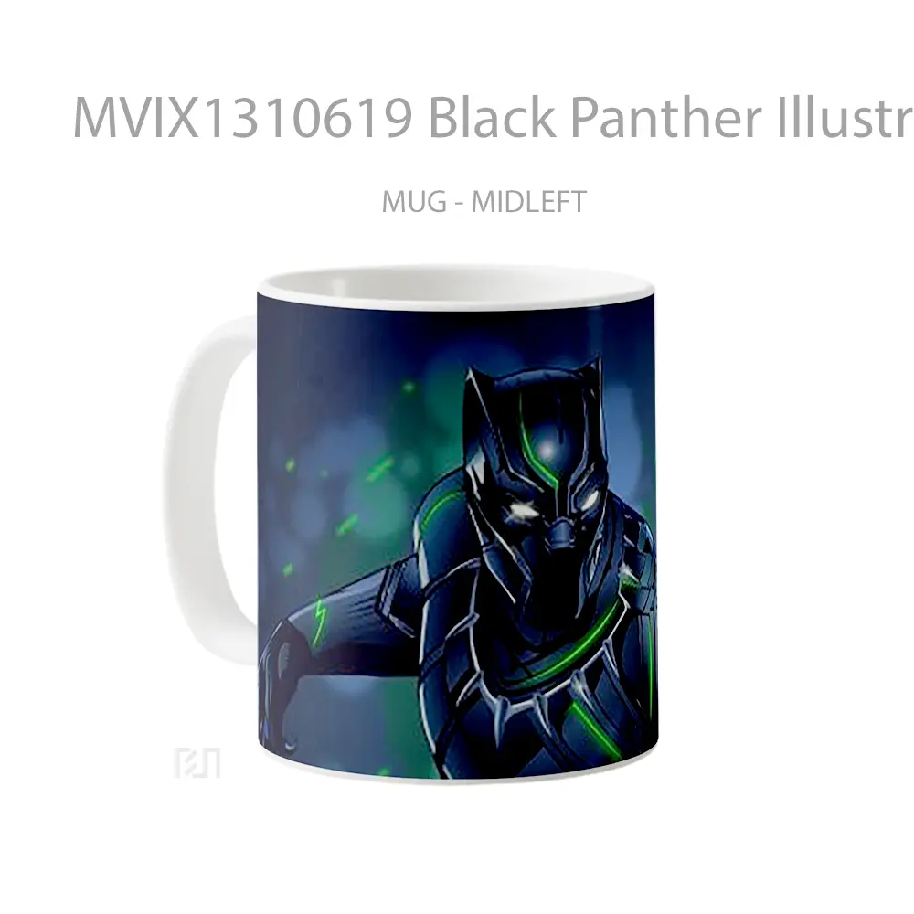 Mug Black Panther Illustration Gelas Superhero - All-side / Desain