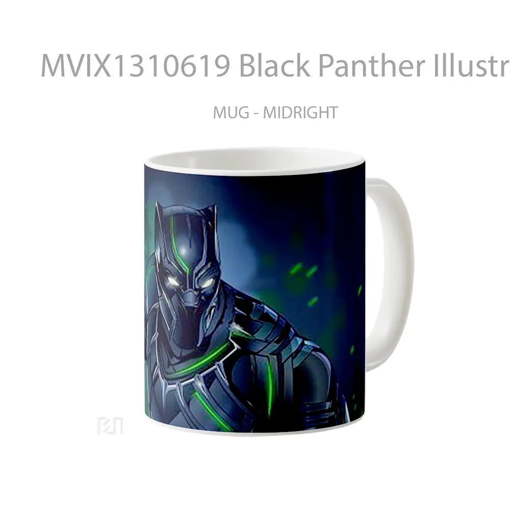 Mug Black Panther Illustration Gelas Superhero - All-side / Desain