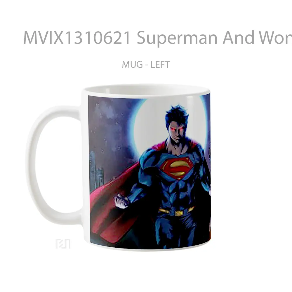 Mug Superman And Wonder Woman Fanart Gelas Superhero - All-side / Desain