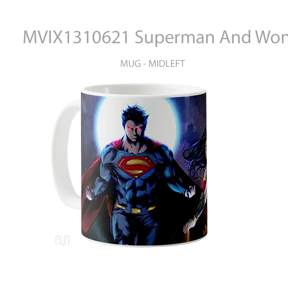 Mug Superman And Wonder Woman Fanart Gelas Superhero - All-side / Desain