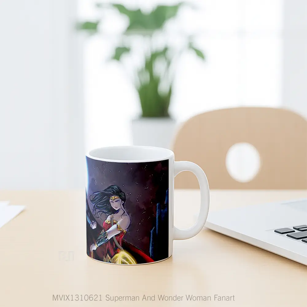 Mug Superman And Wonder Woman Fanart Gelas Superhero - All-side / Desain