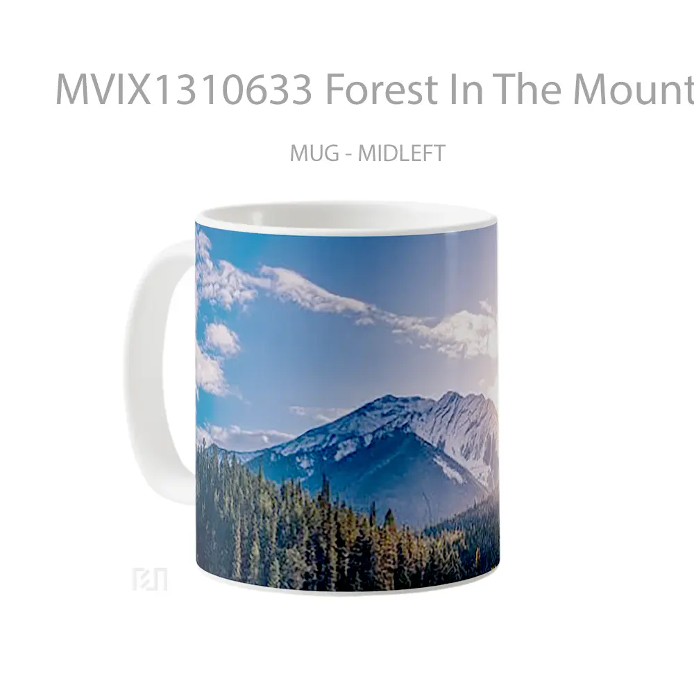 Mug Forest In The Mountains At Sunrise Gelas Pemandangan Alam - All-side / Desain
