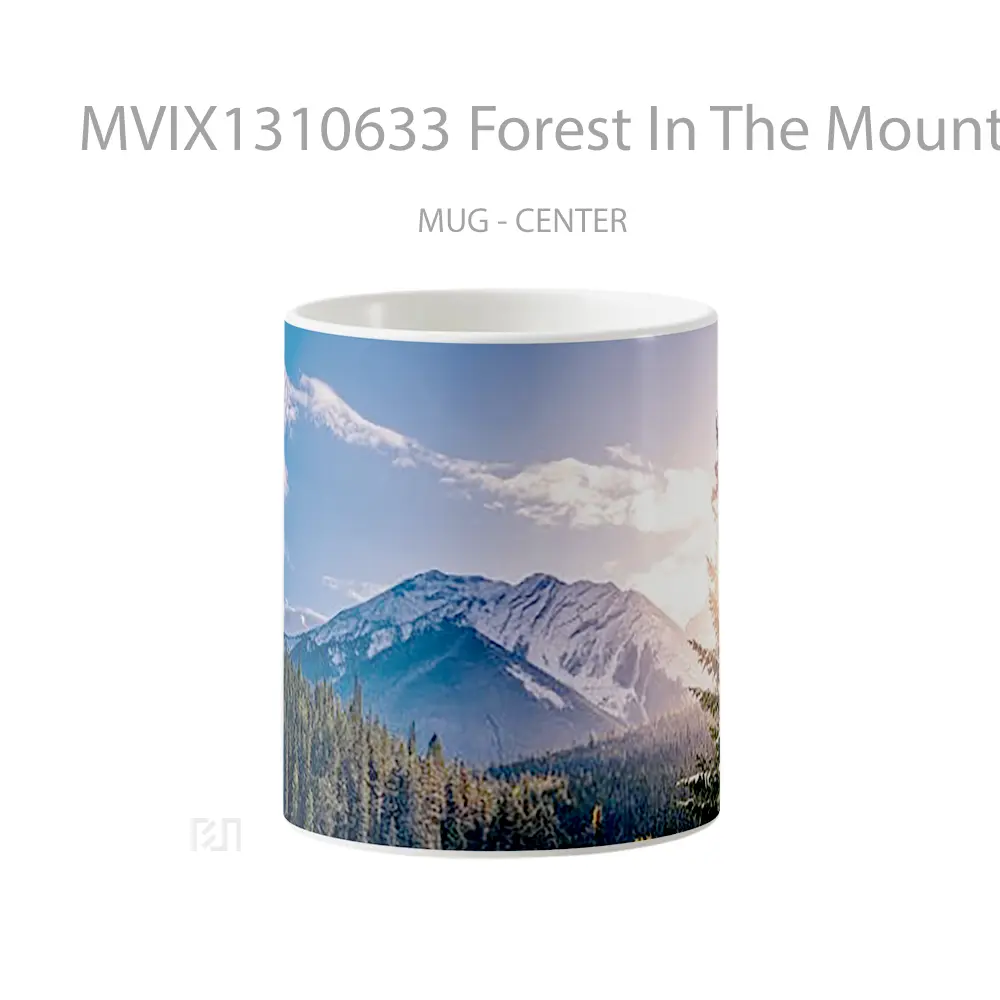 Mug Forest In The Mountains At Sunrise Gelas Pemandangan Alam