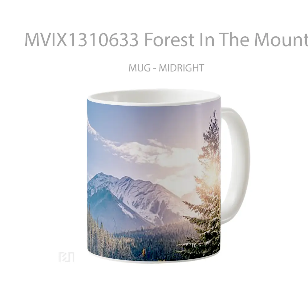 Mug Forest In The Mountains At Sunrise Gelas Pemandangan Alam - All-side / Desain