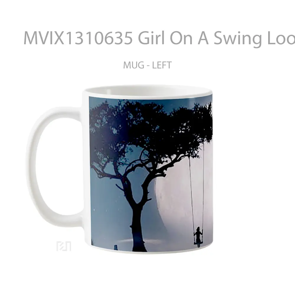 Mug Girl On A Swing Looking At The Moon Gelas Astronomi - All-side / Desain