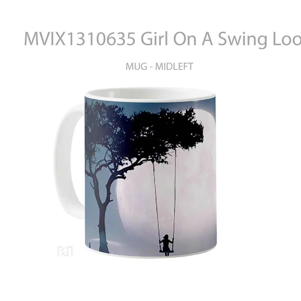 Mug Girl On A Swing Looking At The Moon Gelas Astronomi - All-side / Desain