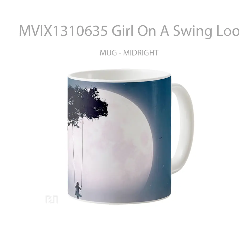 Mug Girl On A Swing Looking At The Moon Gelas Astronomi - All-side / Desain