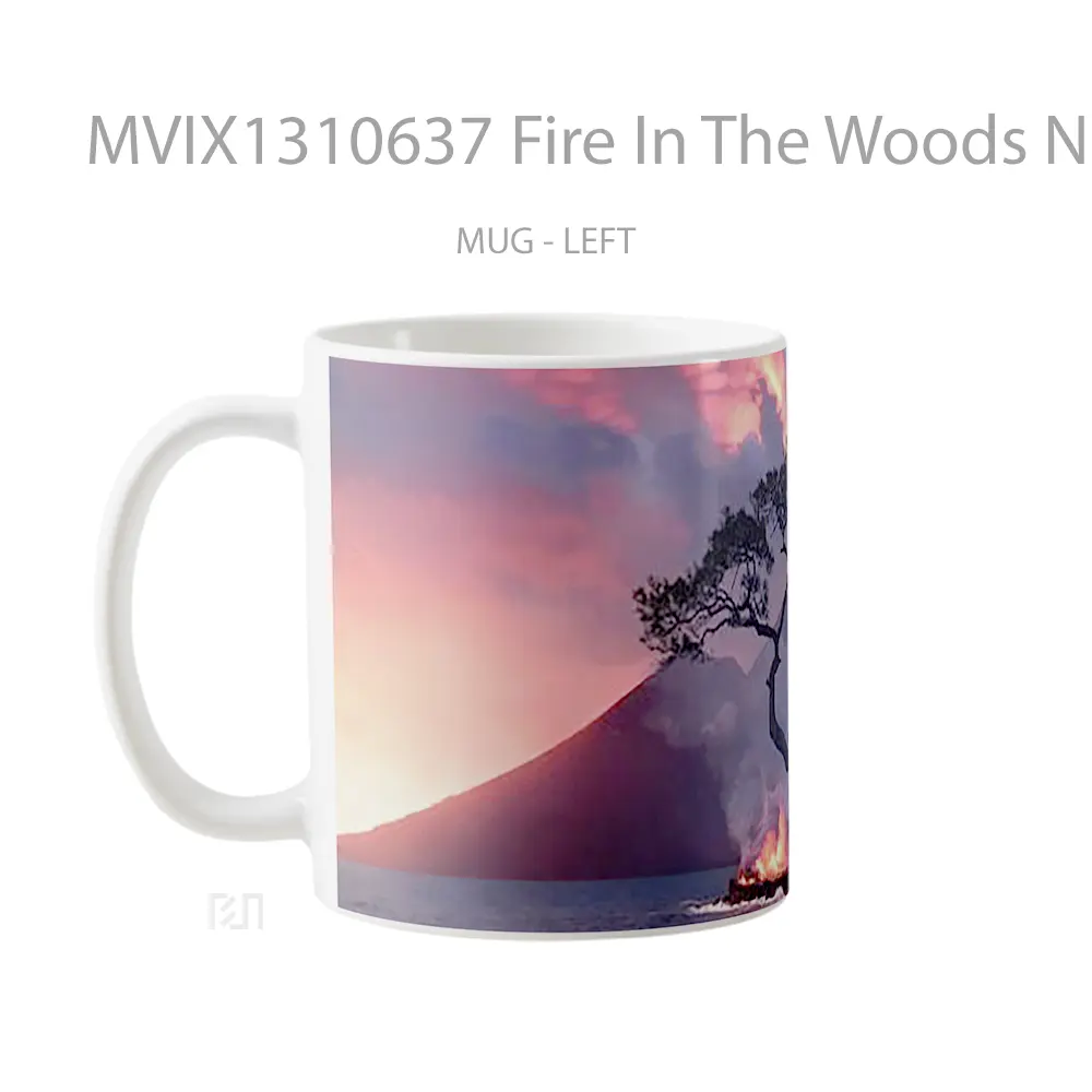 Mug Fire In The Woods Next To The Sea Gelas Pemandangan Alam - All-side / Desain