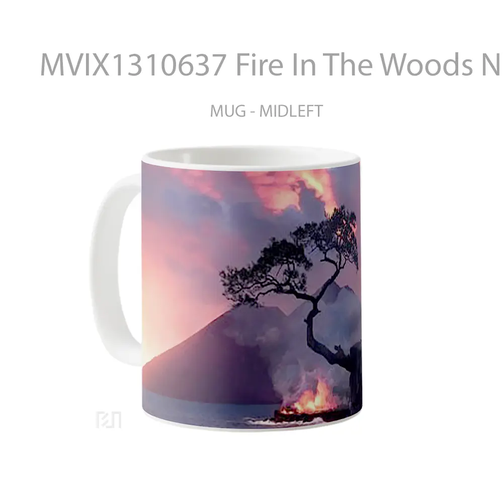 Mug Fire In The Woods Next To The Sea Gelas Pemandangan Alam - All-side / Desain