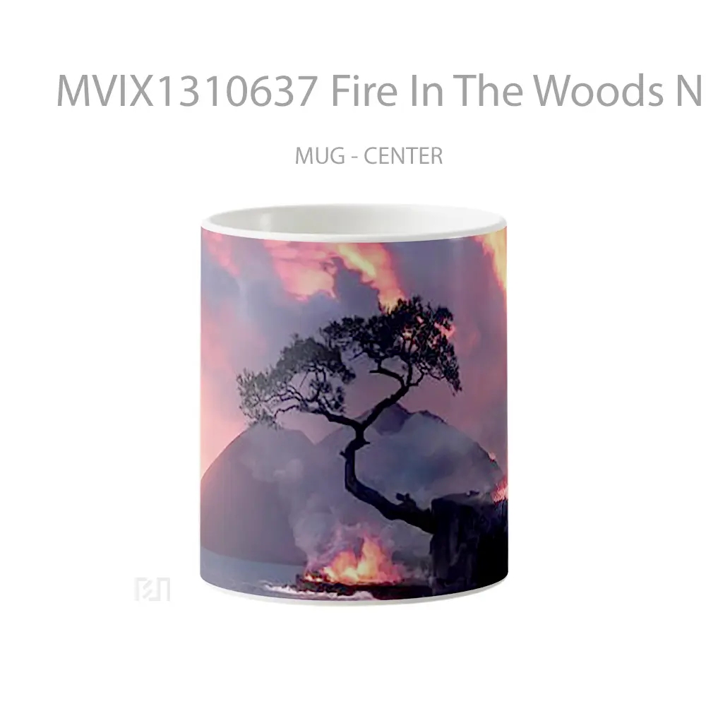 Mug Fire In The Woods Next To The Sea Gelas Pemandangan Alam