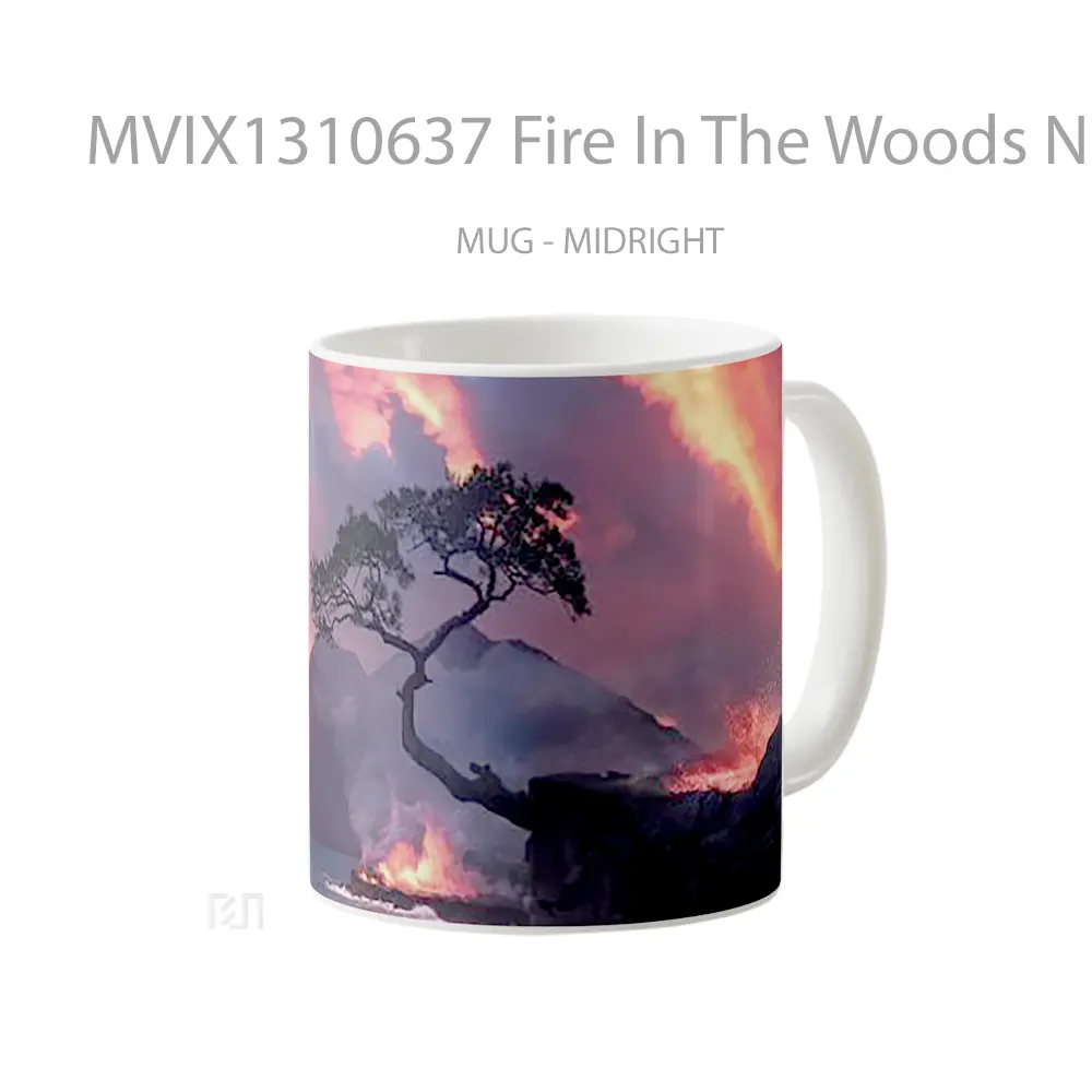 Mug Fire In The Woods Next To The Sea Gelas Pemandangan Alam - All-side / Desain