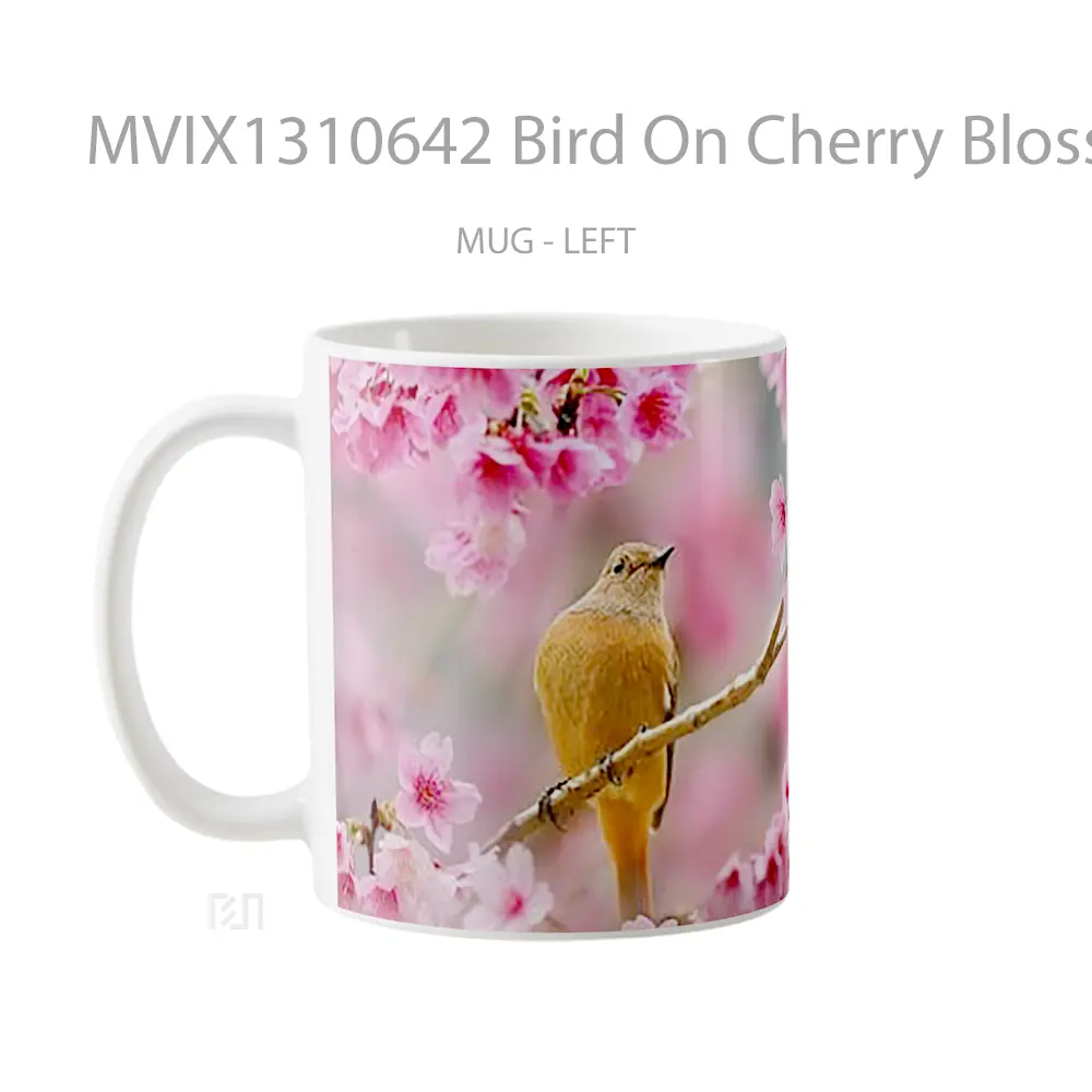 Mug Bird On Cherry Blosson Tree Gelas Hewan Lucu - All-side / Desain