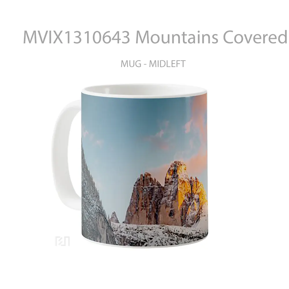 Mug Mountains Covered In Snow At Sunset Gelas Pemandangan Alam - All-side / Desain