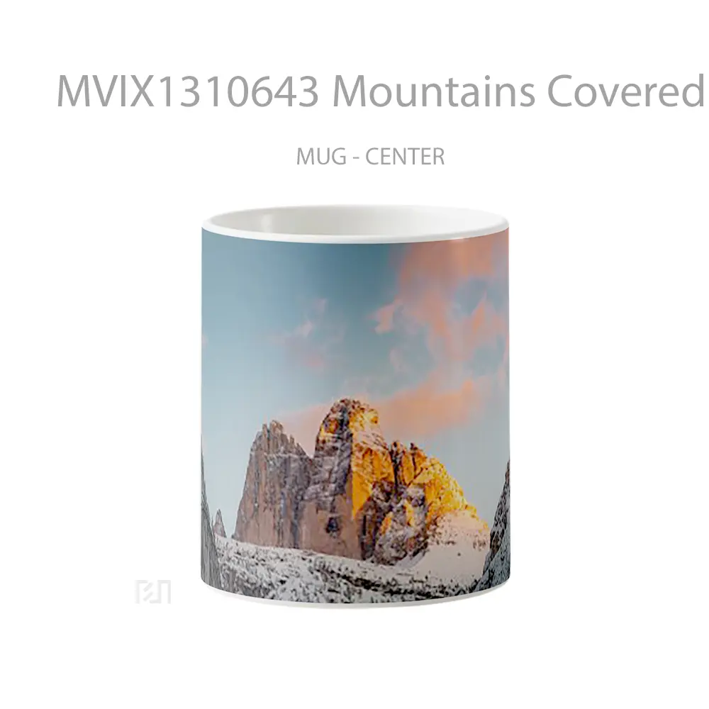 Mug Mountains Covered In Snow At Sunset Gelas Pemandangan Alam