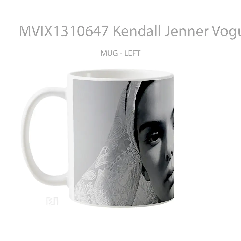 Mug Kendall Jenner Vogue Monochrome Gelas Selebriti - All-side / Desain