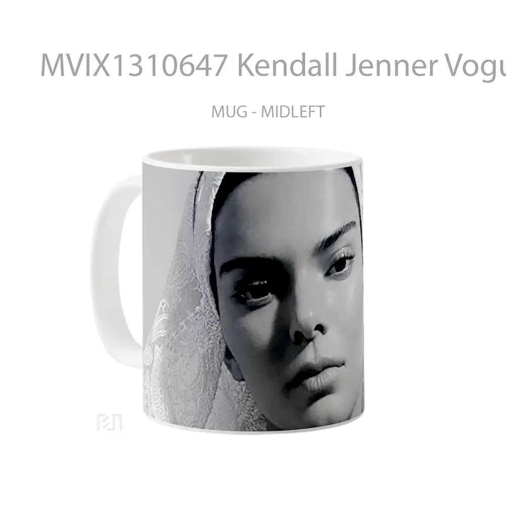 Mug Kendall Jenner Vogue Monochrome Gelas Selebriti - All-side / Desain