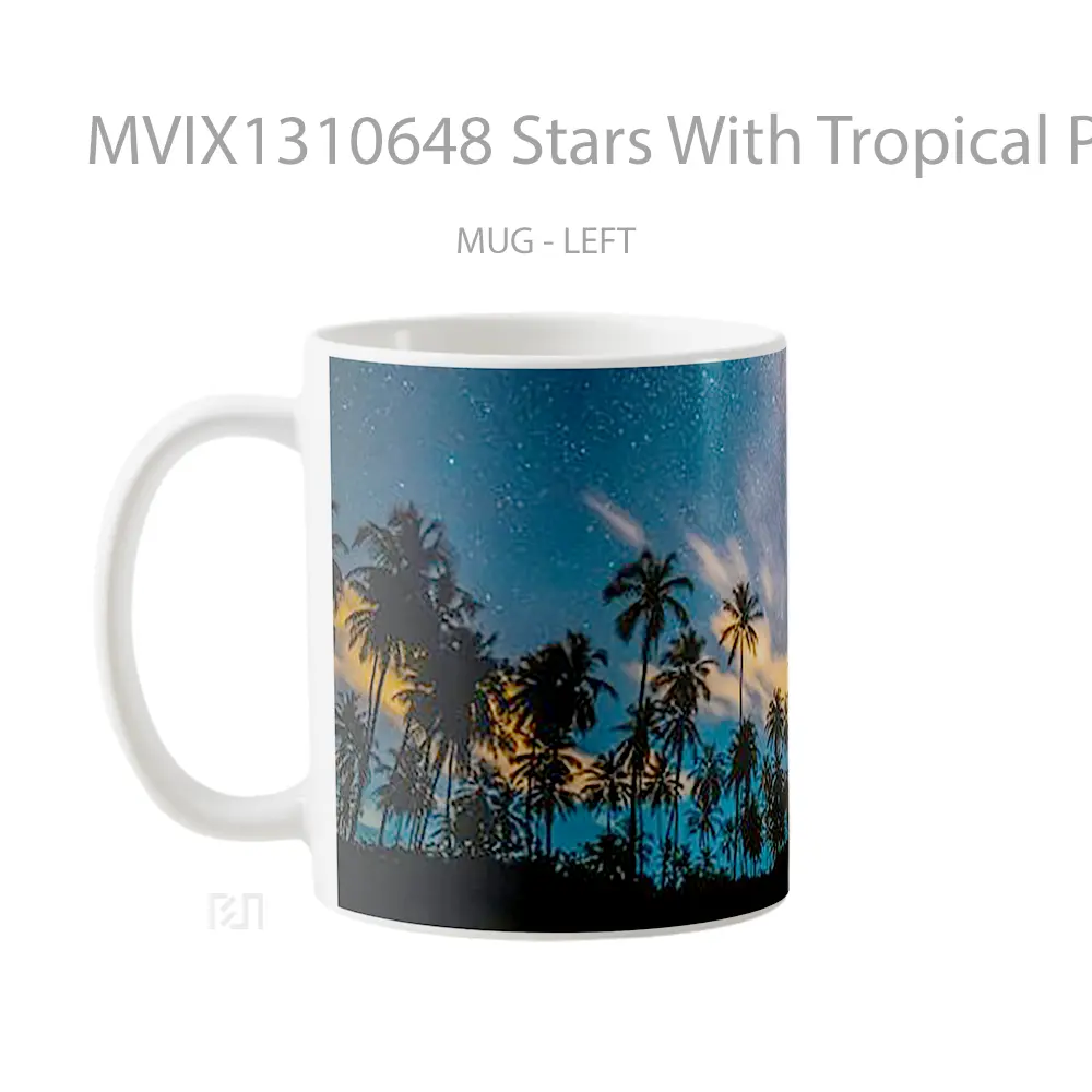 Mug Stars With Tropical Palms Gelas Astronomi - All-side / Desain