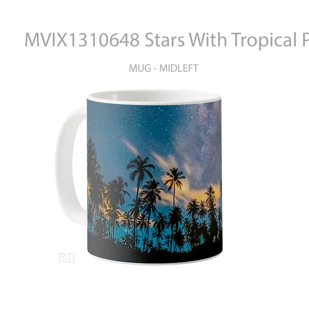 Mug Stars With Tropical Palms Gelas Astronomi - All-side / Desain