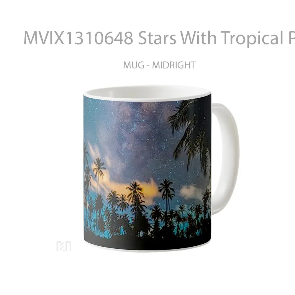 Mug Stars With Tropical Palms Gelas Astronomi - All-side / Desain