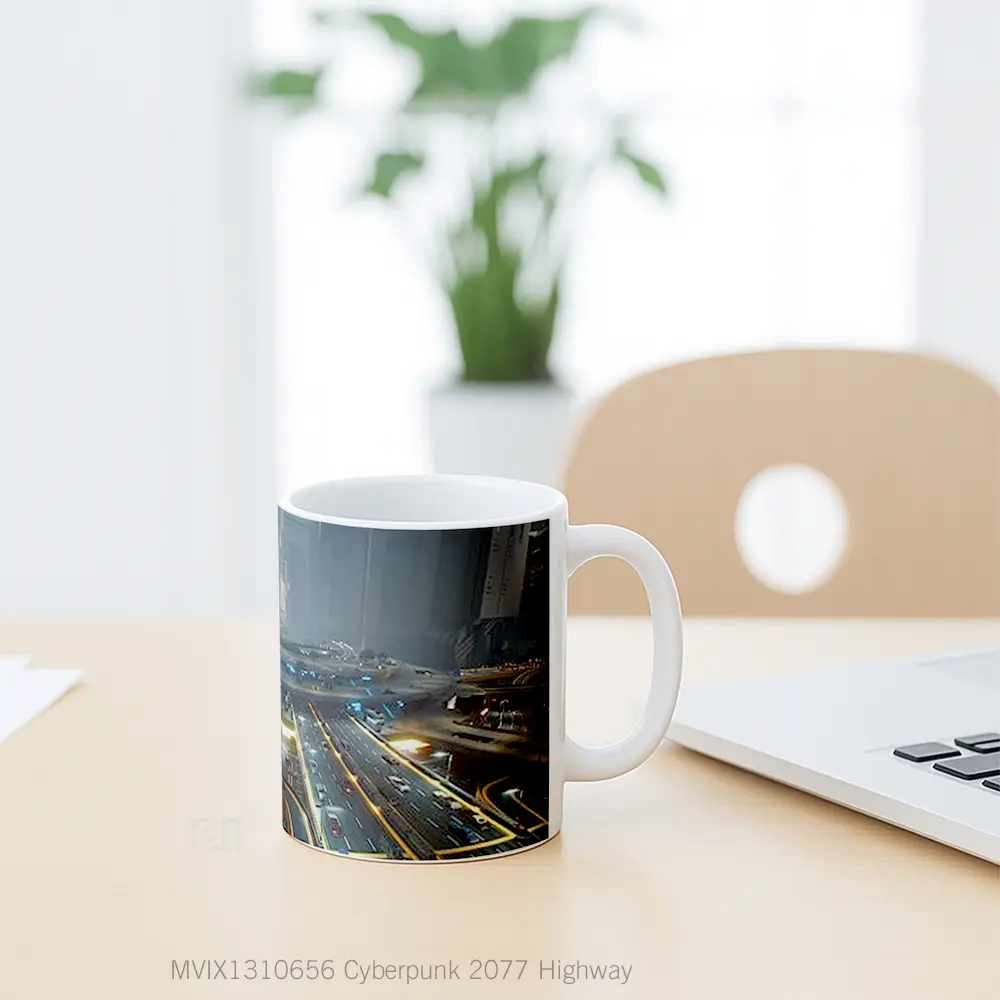 Mug Cyberpunk 2077 Highway Cangkir Gamer - All-side / Desain