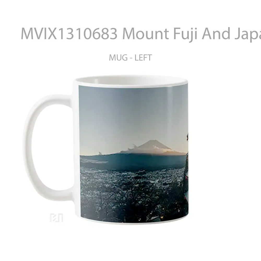 Mug Mount Fuji And Japan City Gelas Keramik Unik - All-side / Desain