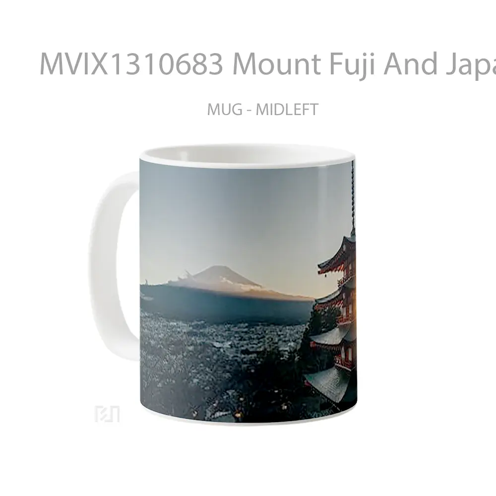 Mug Mount Fuji And Japan City Gelas Keramik Unik - All-side / Desain
