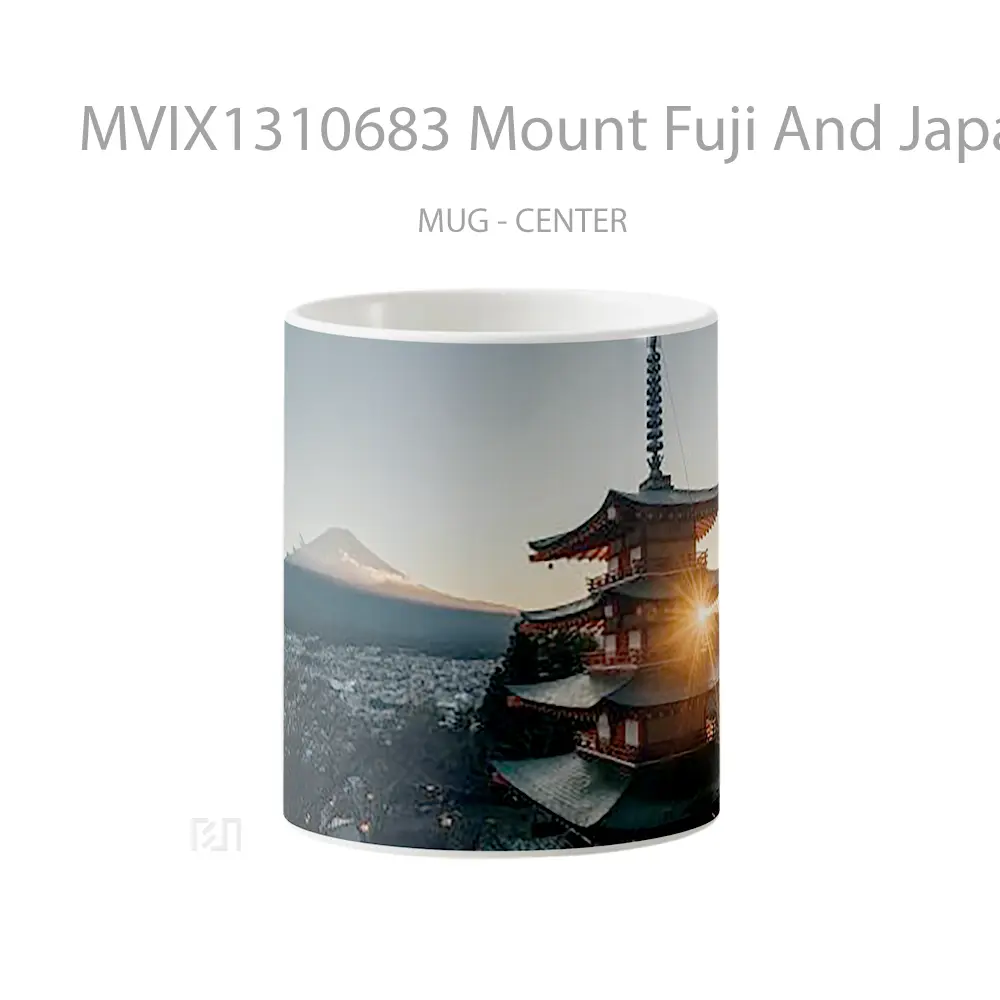Mug Mount Fuji And Japan City Gelas Keramik Unik
