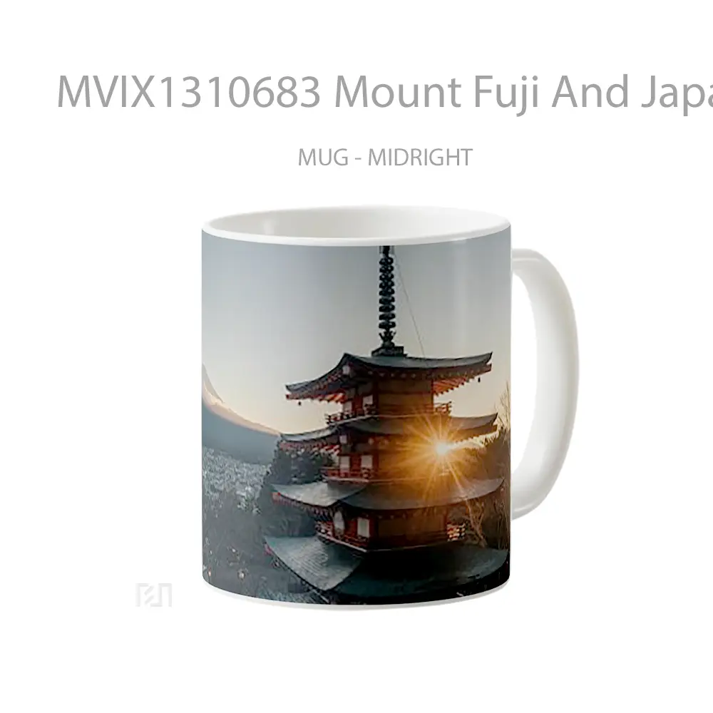 Mug Mount Fuji And Japan City Gelas Keramik Unik - All-side / Desain