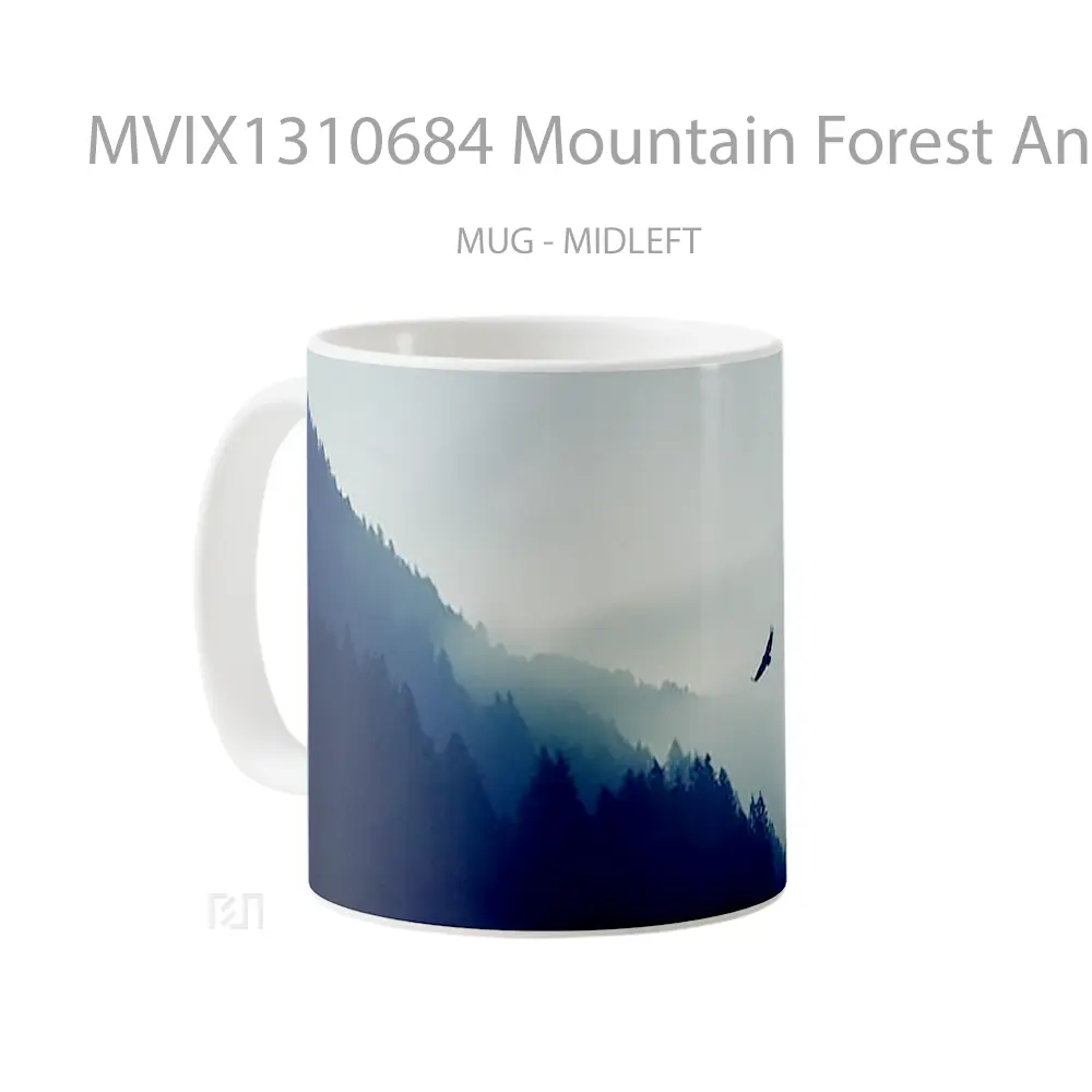Mug Mountain Forest And Eagle Gelas Hewan Lucu - All-side / Desain
