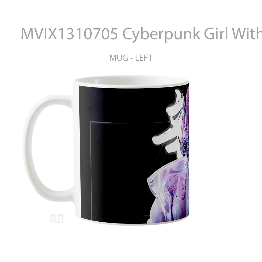 Mug Cyberpunk Girl With Mask Cangkir Gamer - All-side / Desain