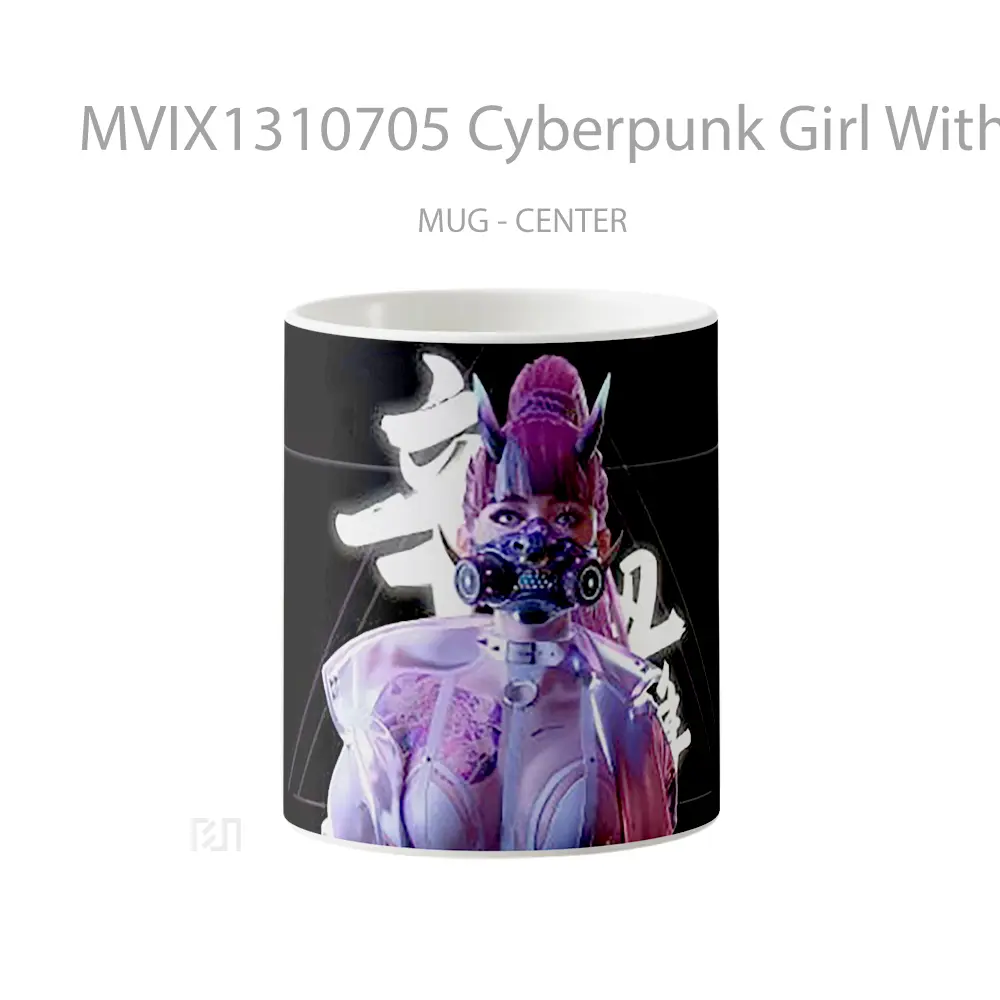 Mug Cyberpunk Girl With Mask Cangkir Gamer