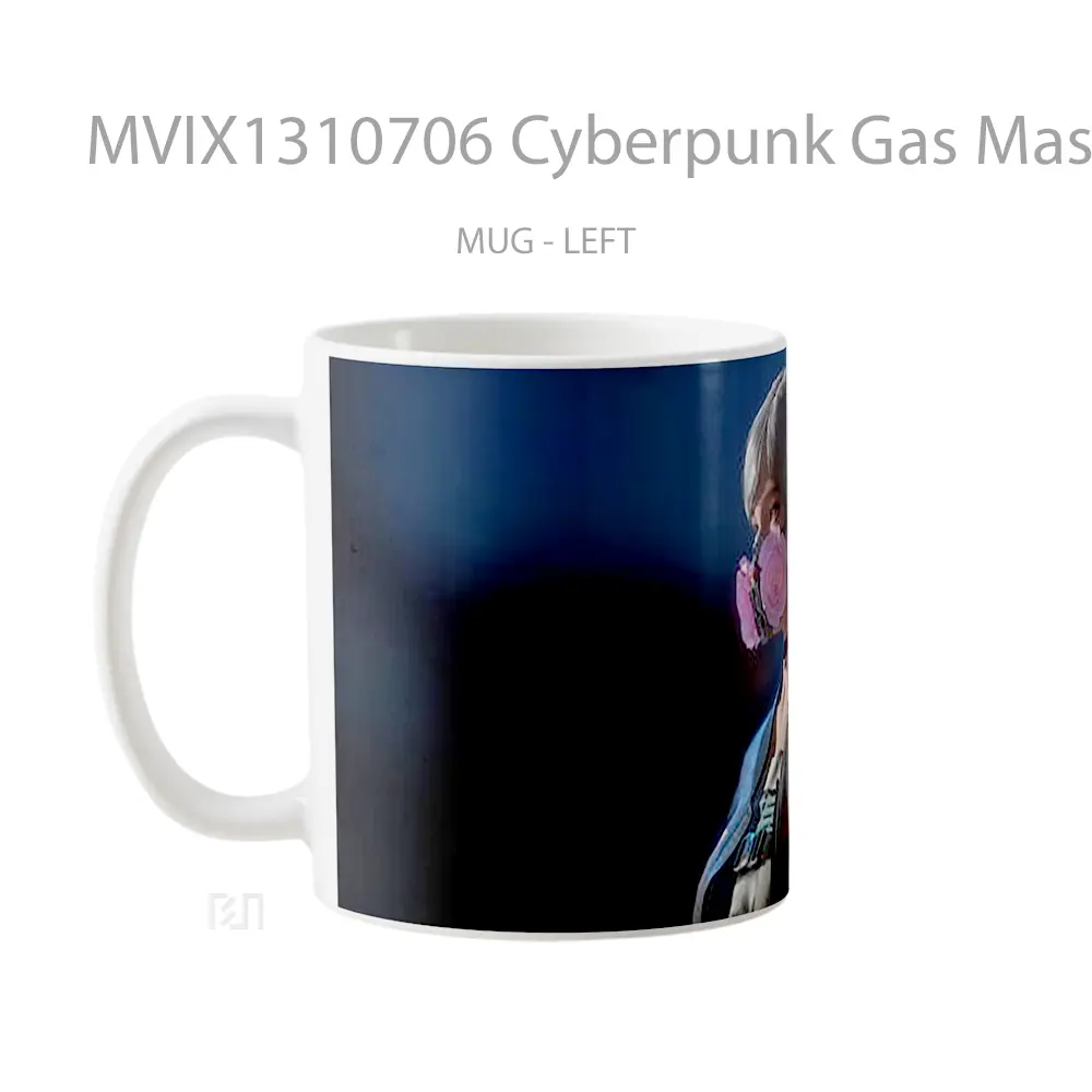 Mug Cyberpunk Gas Mask Cangkir Gamer - All-side / Desain