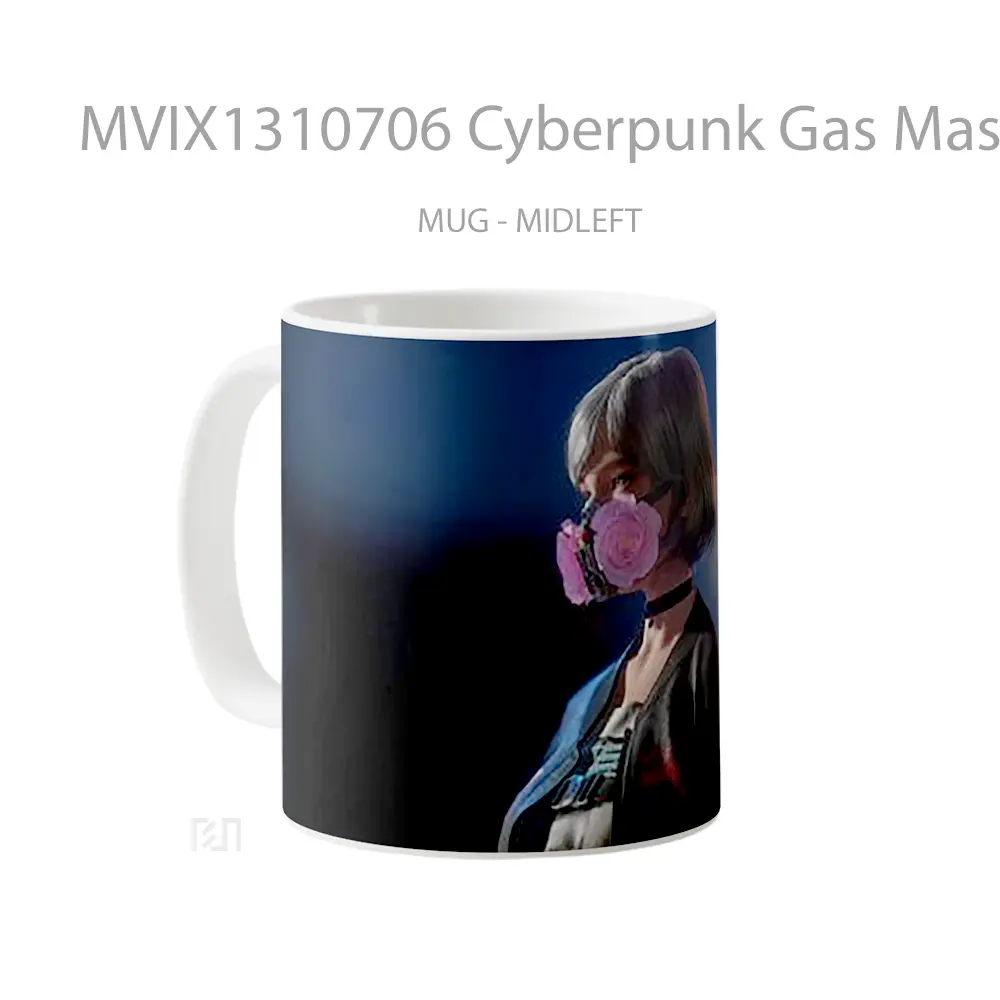 Mug Cyberpunk Gas Mask Cangkir Gamer - All-side / Desain